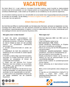 vacature client service officer
