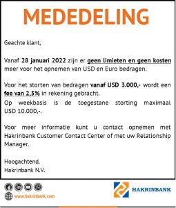 wijziging contante usd opnamen