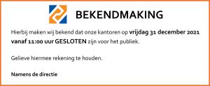 Kantoren gesloten